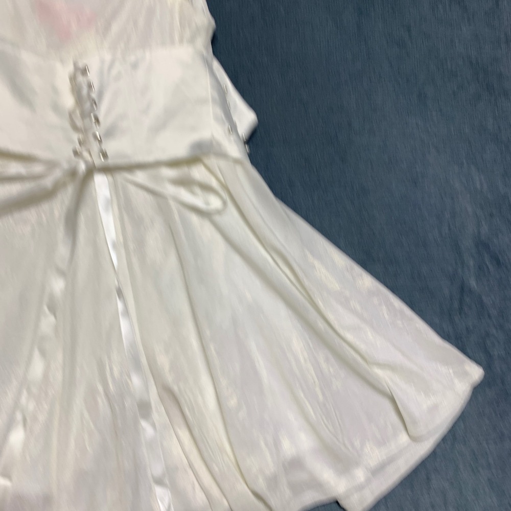 Sugar Thrillz Mini Dress Womens S White Pearl Embellished Cowl Neck Corset Back - Picture 13 of 13